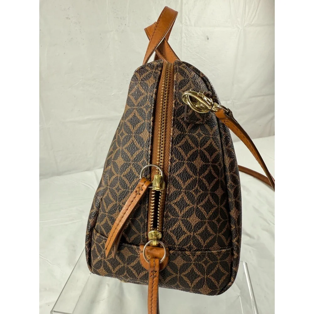 FOSSIL SYDNEY Multi Brown PVC Coated Canvas Satchel Medium
